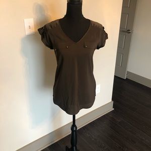 Express army green/gold hardware silky top